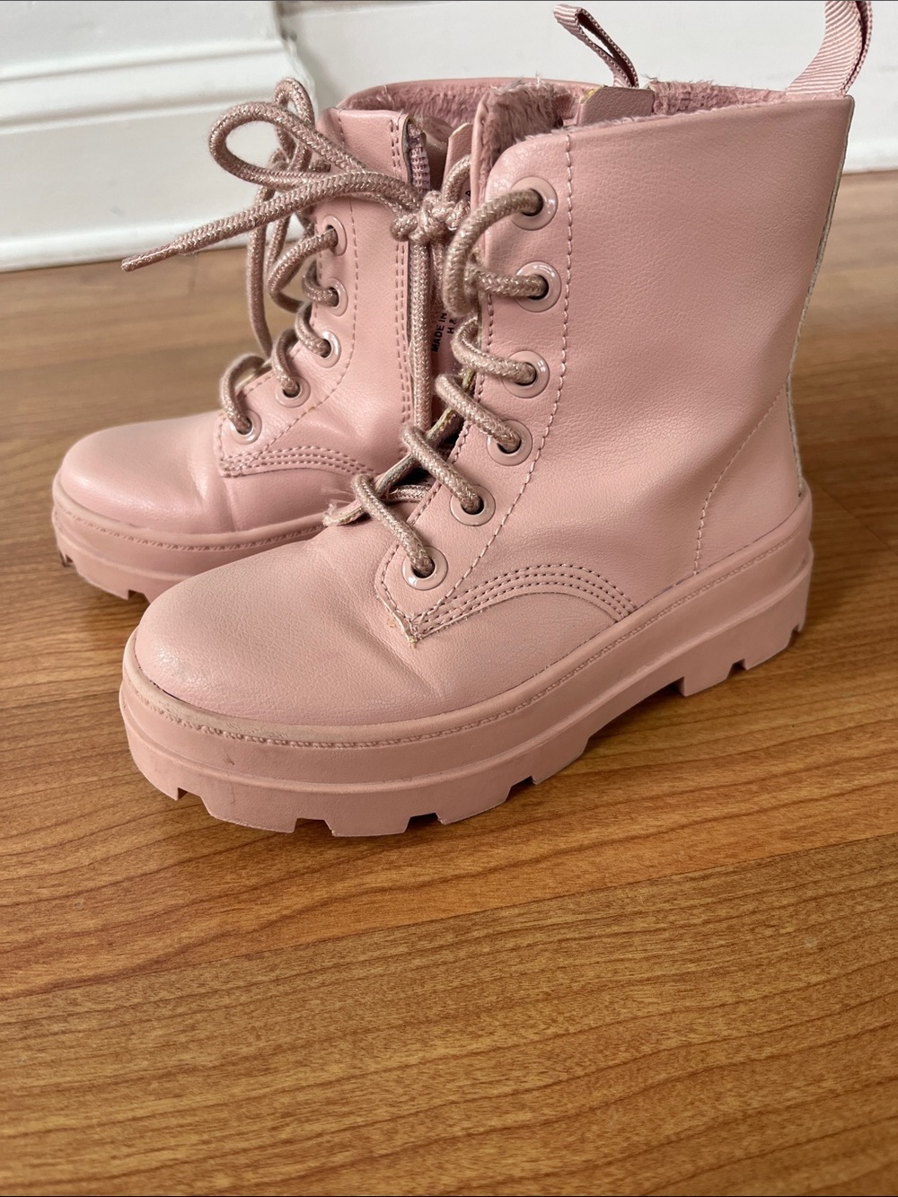 H&M pink combat boots size 9